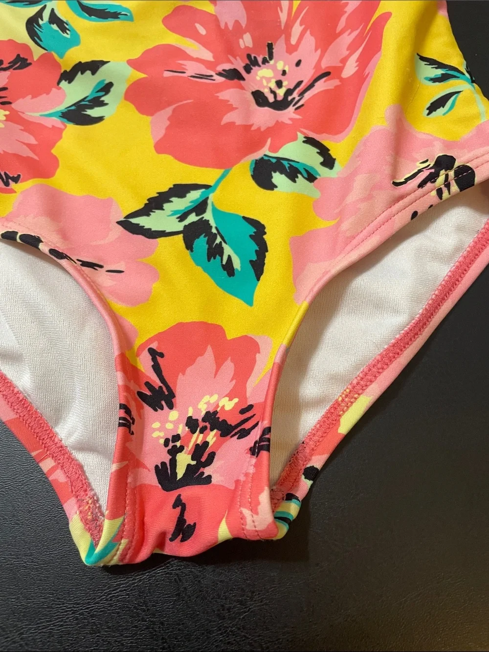 Kids Floral One-Shoulder Swimsuit - Pink & Yellow Sz.4T used good condition